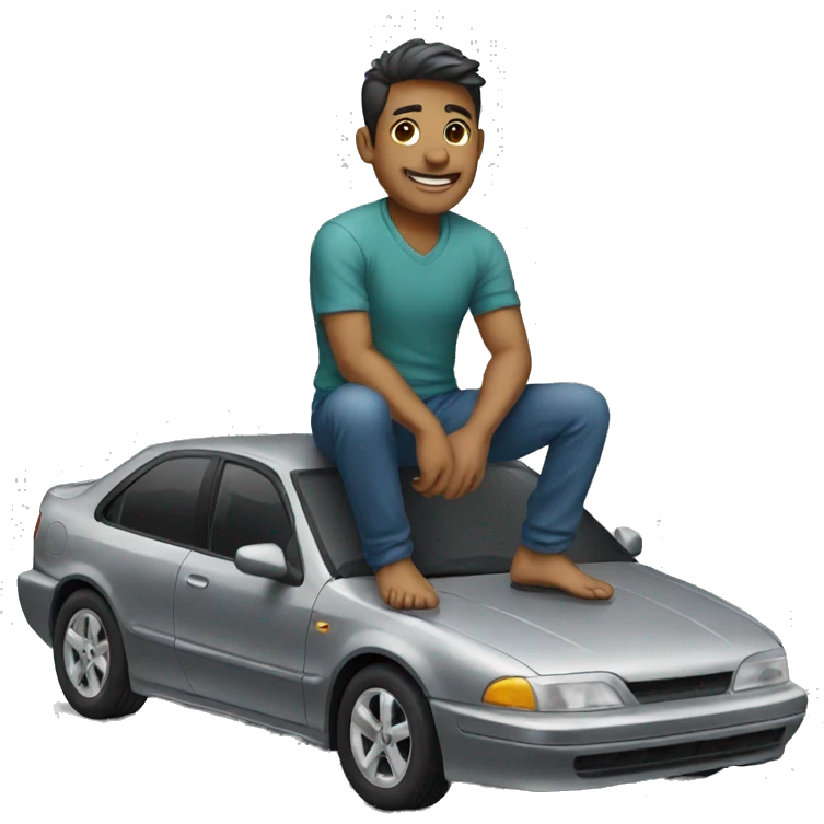 man sitting on top of car emoji