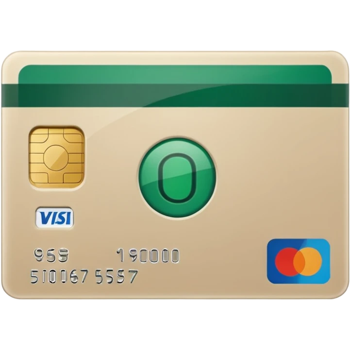 light beige credit card with large dark green accents emoji