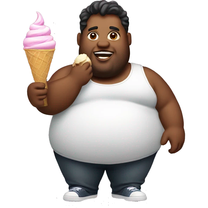 Fat dude holding ice cream emoji