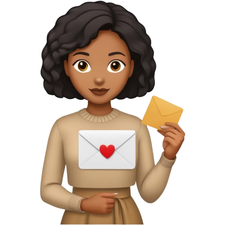 black female standing hold a card in one hand emoji