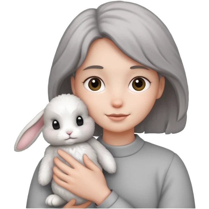 Someone holding a bunny emoji