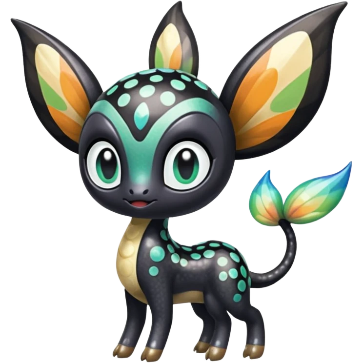 Colorful Exotic Striped Spotted Dotted dusted Glossy Shiny Meloetta-Vernid-Trico-Toothless-Kirby-Fakémon-creature-hybrid emoji