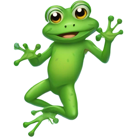 Frog taking a shower emoji