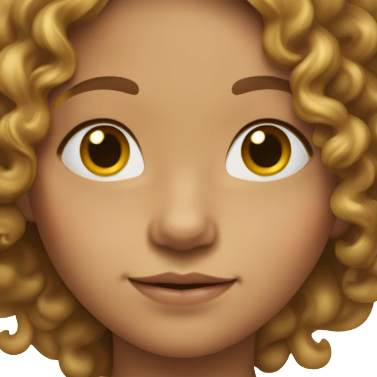 7 year old girl with long light brown hair parted in the middle and curly at the ends with fare skin emoji
