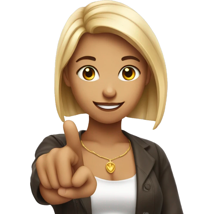 a beutiful girl pointing finger on you emoji