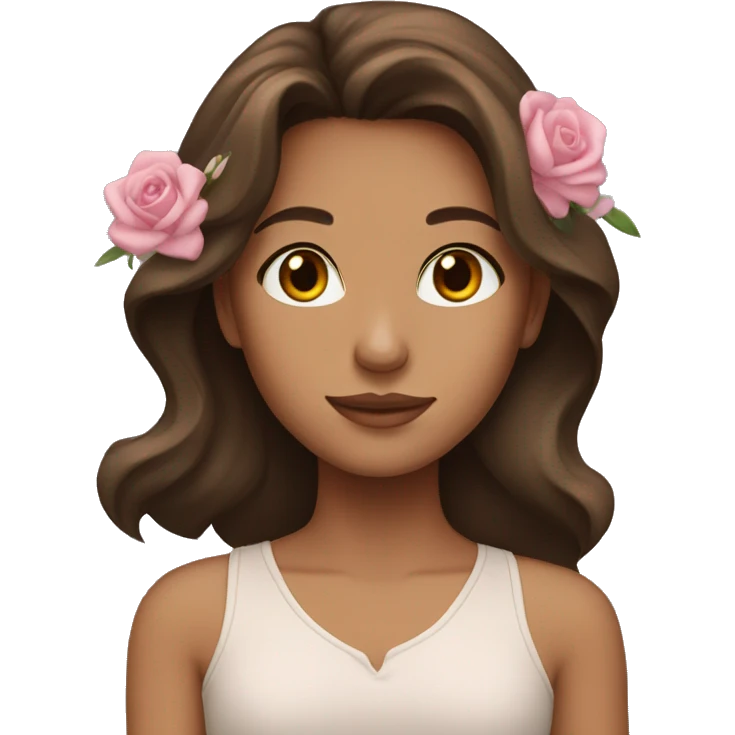 Girl with brown hair with jasmine rose emoji