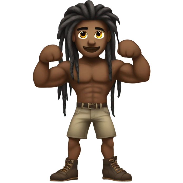 Flexing brown with tattoos and long dreadlocks  emoji