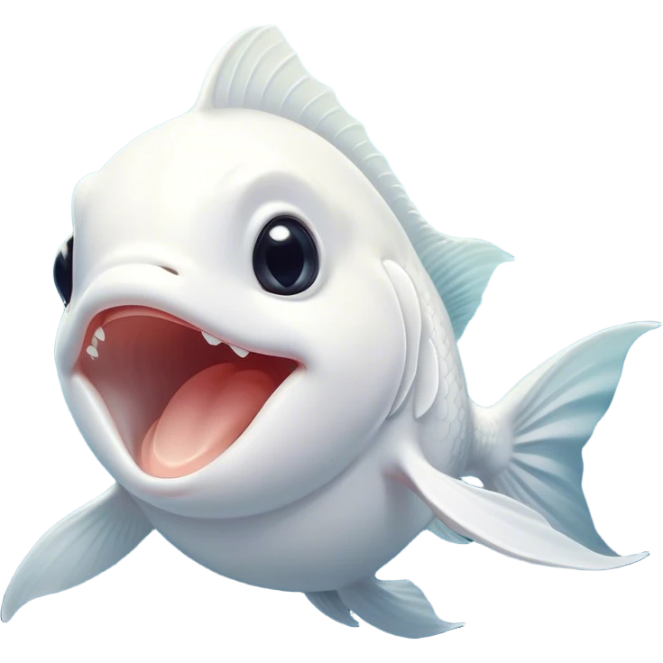 Cinematic Cute Yawning White Goldfish Portrait Emoji, Head tilted slightly with a dramatic, wide-open yawn, showcasing a smooth, pure white body with graceful, flowing fins, eyes barely open in drowsy contentment, Simplified yet irresistibly adorable features, highly detailed, glowing with a soft, cozy glow, high shine, relaxed yet expressive, stylized with a touch of whimsy, bright and endearing, soft glowing outline, capturing the essence of a sleepy yet affectionate goldfish, so drowsy it feels like it could float out of the screen and curl up for a nap! emoji