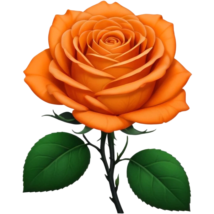 Full orange rose with a black stem and leafs emoji