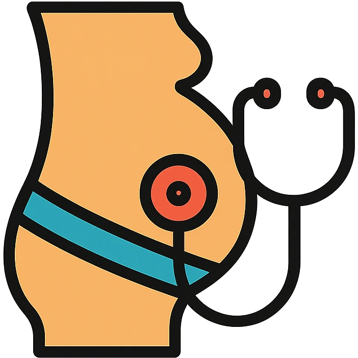 A pregnant belly with a stethoscope emoji