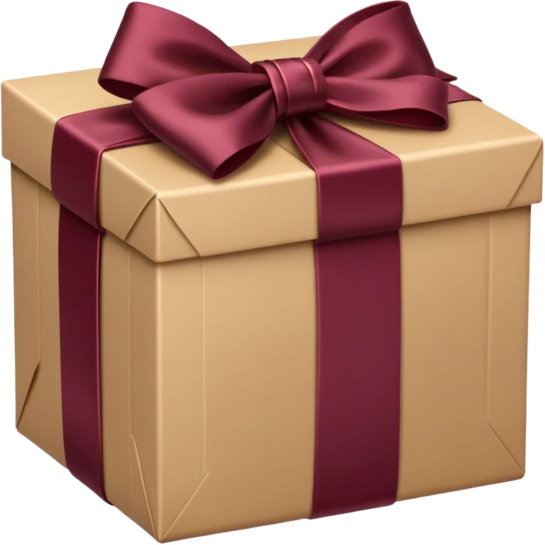 Amazon package with burgundy amazon logo and bow emoji