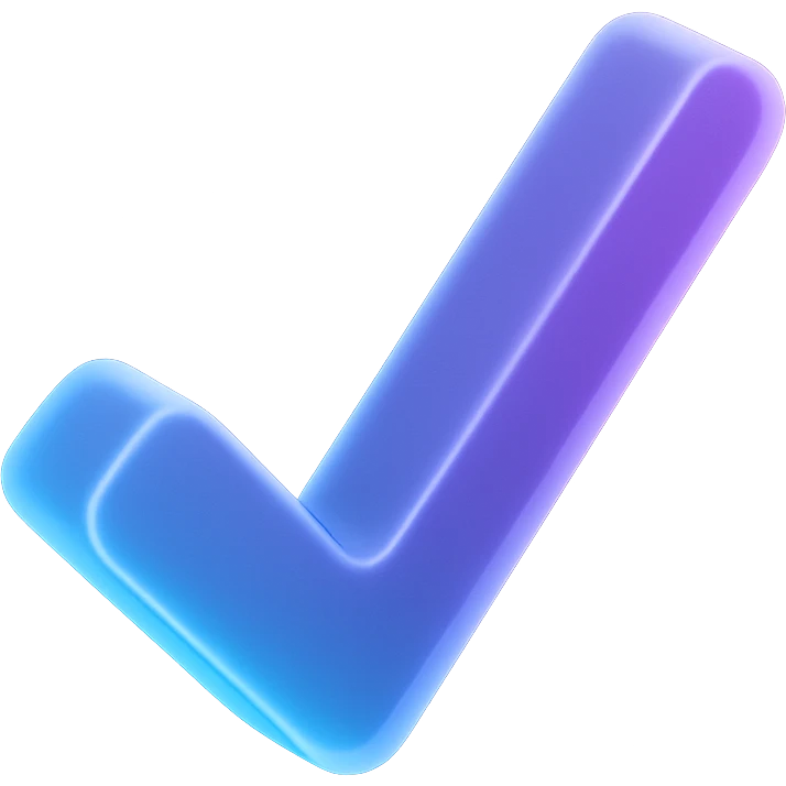 a checkmark with a fancy colorful gradient for the color with blue and purple emoji