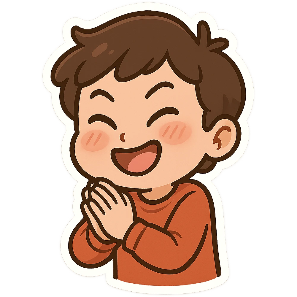 cartoon character rubbing hands together with eager, expectant expression, anticipating something exciting emoji