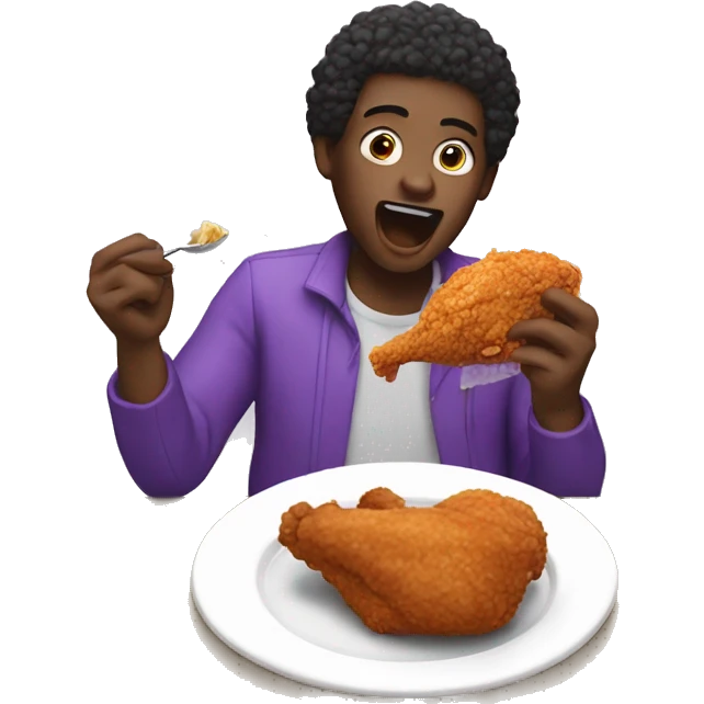 person eating fried chicken with purple kool aid emoji