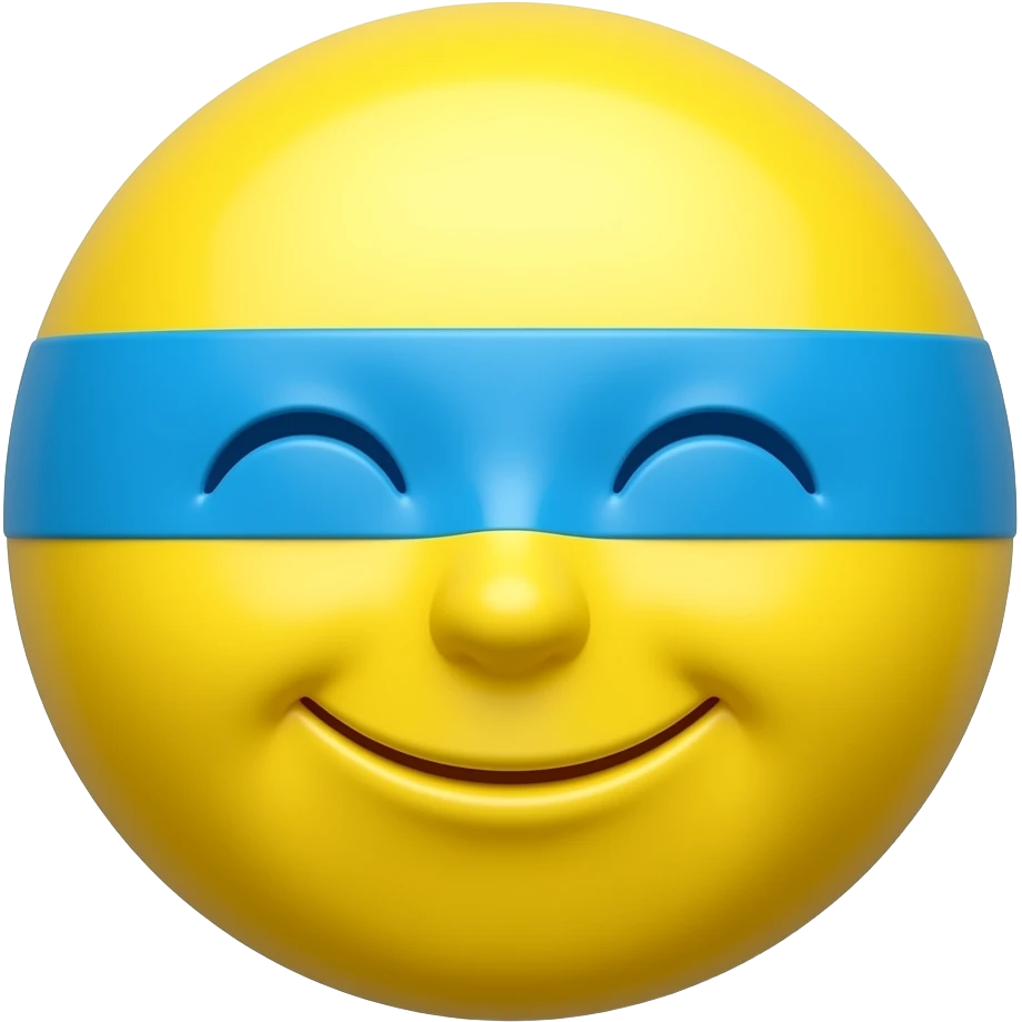 yellow circle laughing emoji but with blue stripes down the eyes emoji