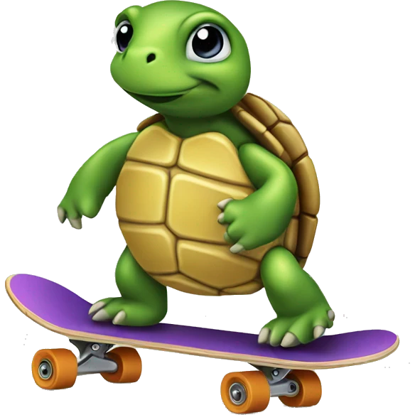 Turtle on a skateboard emoji