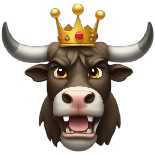 very angry bull with a crown emoji
