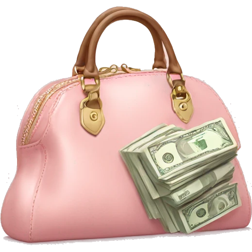Light pink purse filled with money  emoji