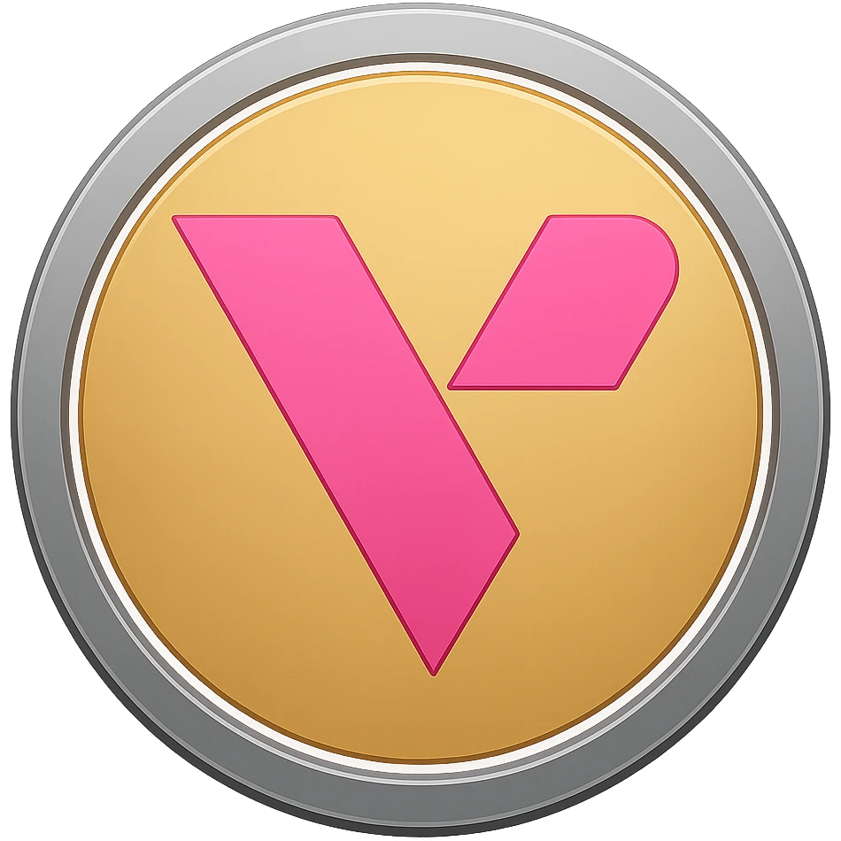 Add the provided company logo to the center of this modern coin token, keeping the flat emoji style with transparent background as in the original images. emoji