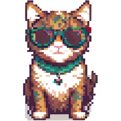 cat wearing sunglasses pixel art style emoji