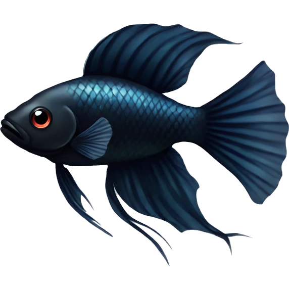 Black beta fish with simple eyes emoji