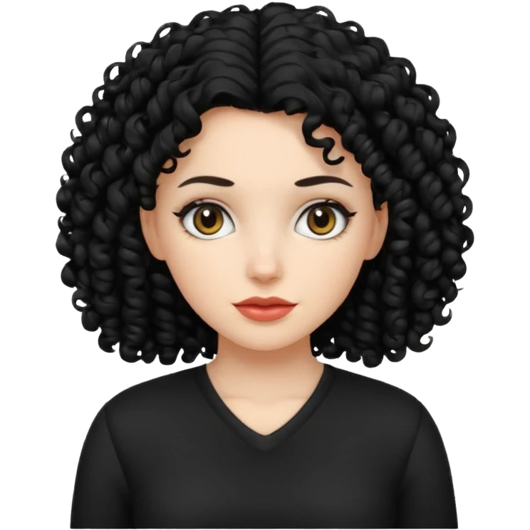 white women with black curly hair black clothes emoji