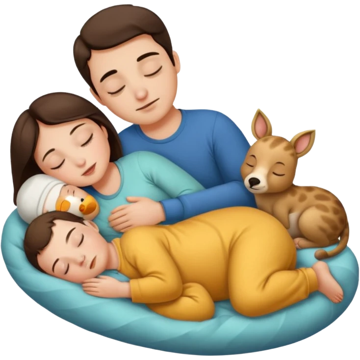 Femme Marie, homme Joseph, et le petit bébé Jesus, et les animaux font tous dodo emoji