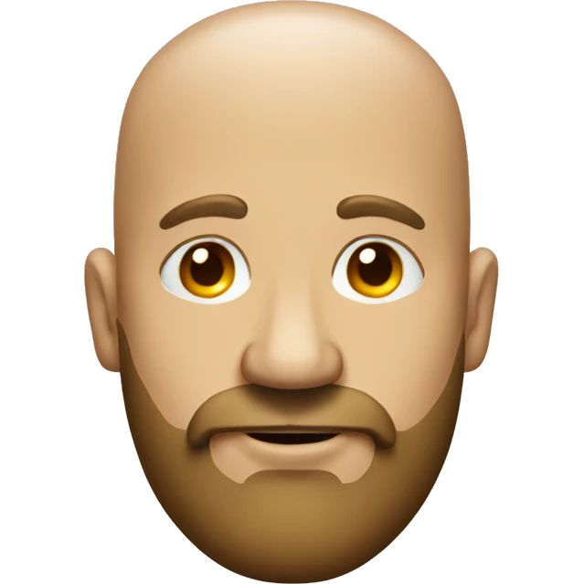 bald man with beard portrait and a red question mark emoji