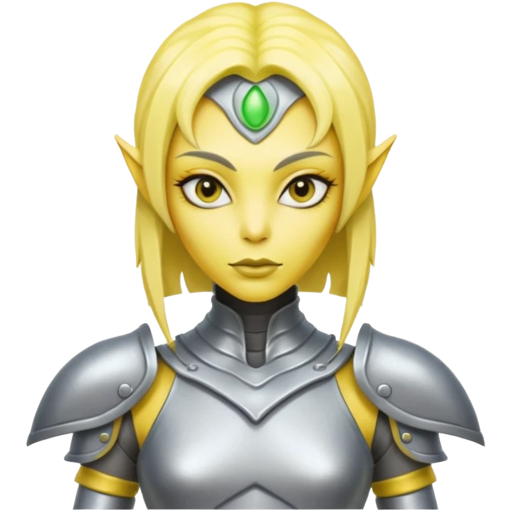 lady alien with yellow skin, Half body. emoji