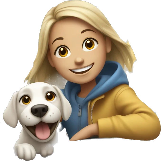 happy girl with dog on the car emoji