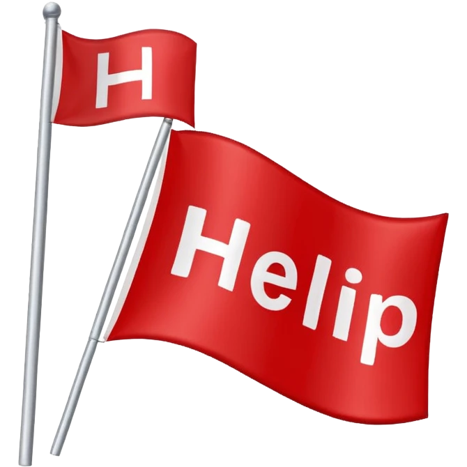 distress flag with bold HELP text, simple, clear emoji