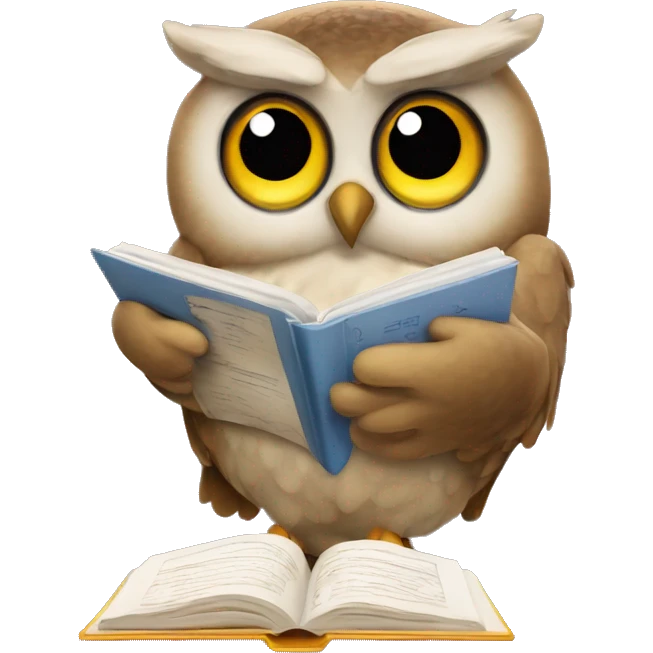 Owl reading a booking emoji