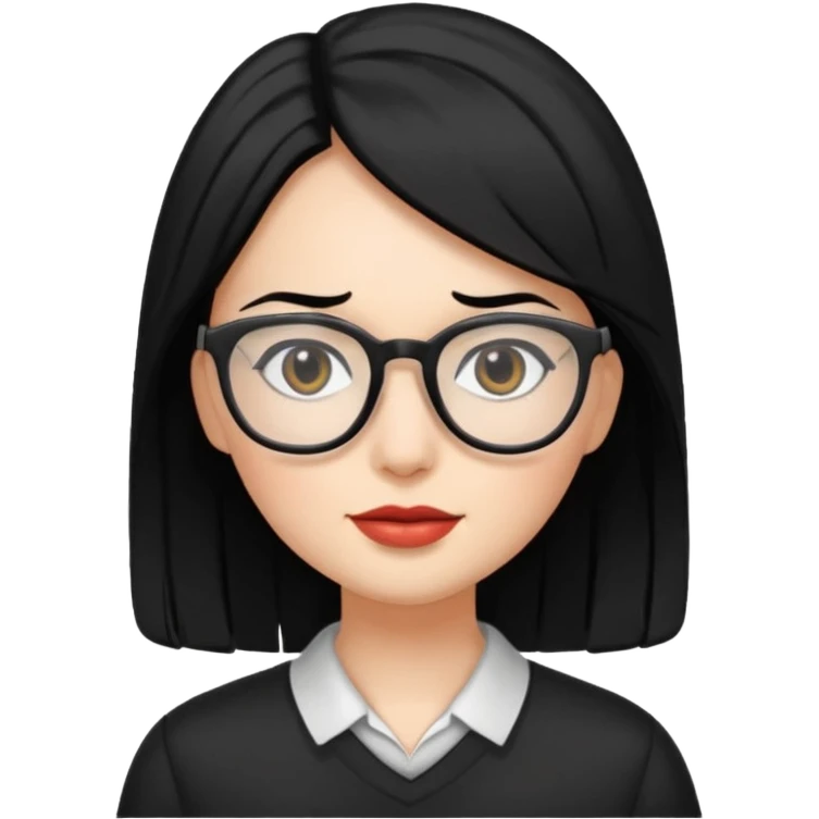 Mujer de pelo negro con lentes emoji