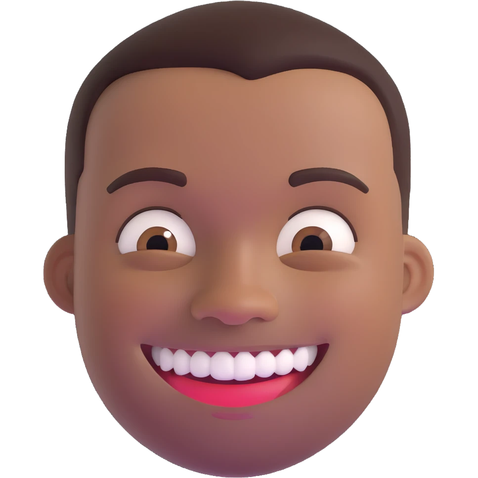 smiling black man with big teeth, standard male haircut, oval face, Rio de Janeiro theme, no glasses, carioca emoji