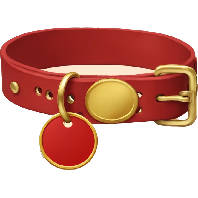Red leather dog collar and golden tag emoji