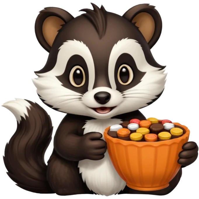 Skunk holding Reese’s cup emoji