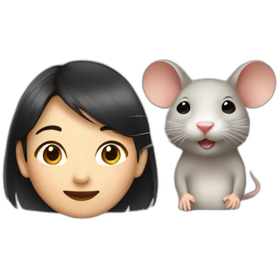 Asian girl with a rat emoji