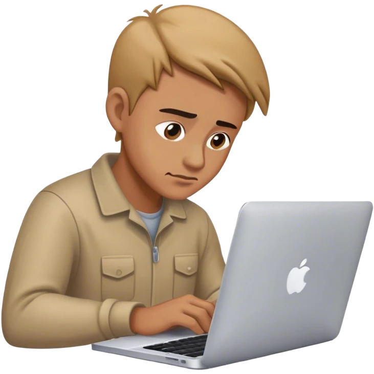 man working on his macbook laptop looking down emoji