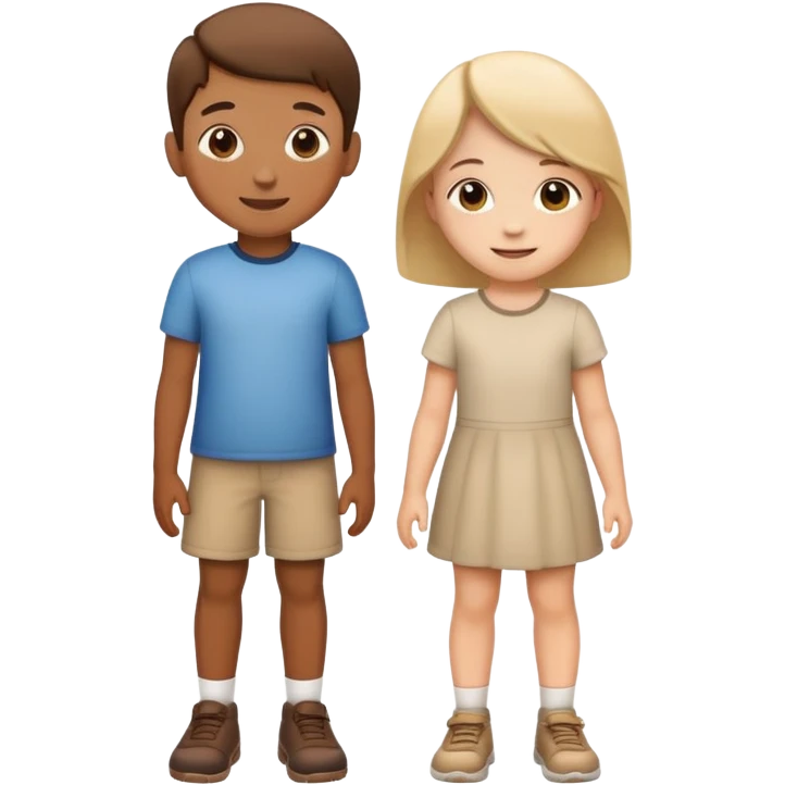 two children standing side by side, happy and friendly emoji