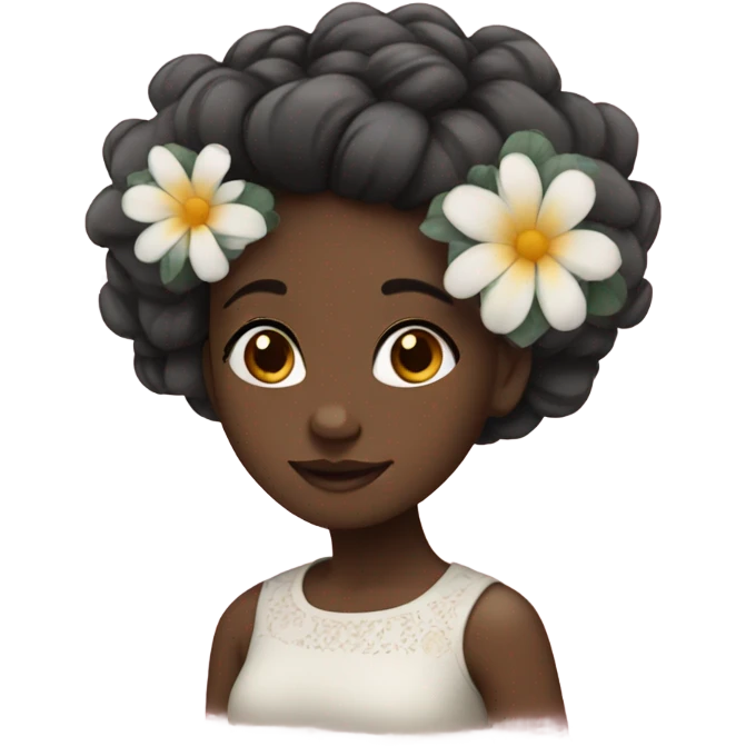 Black girl with flowers in her hair emoji