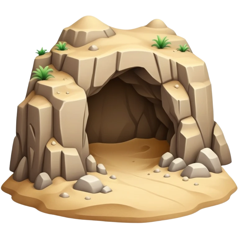 generate realistic detailed cave in 3d style with sand  emoji