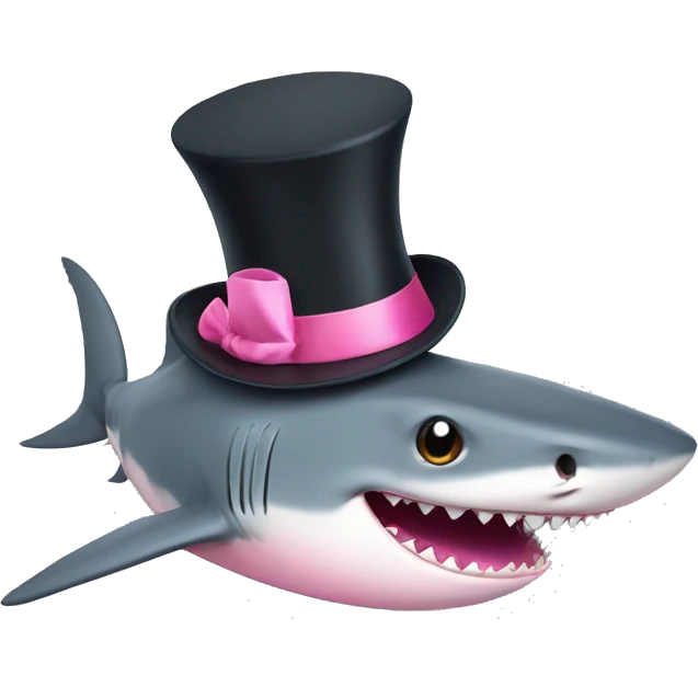 Shark with a pink top hat  emoji