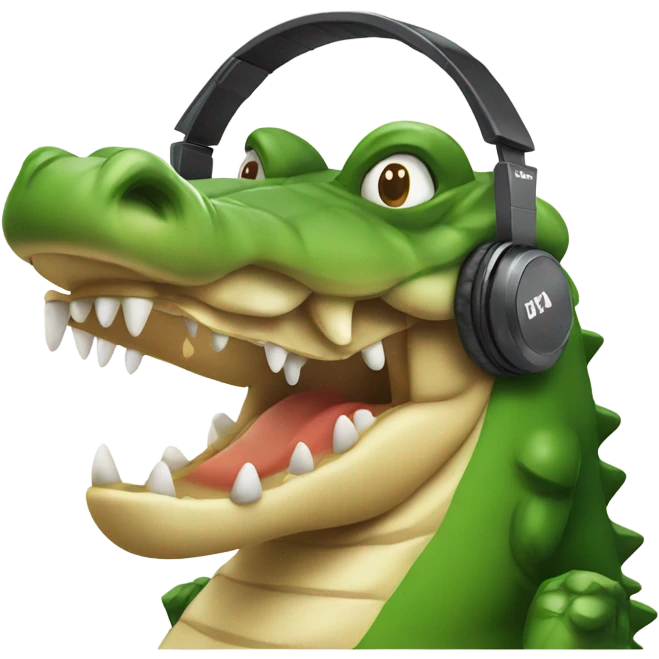 Crocodile with a gaming headset on emoji