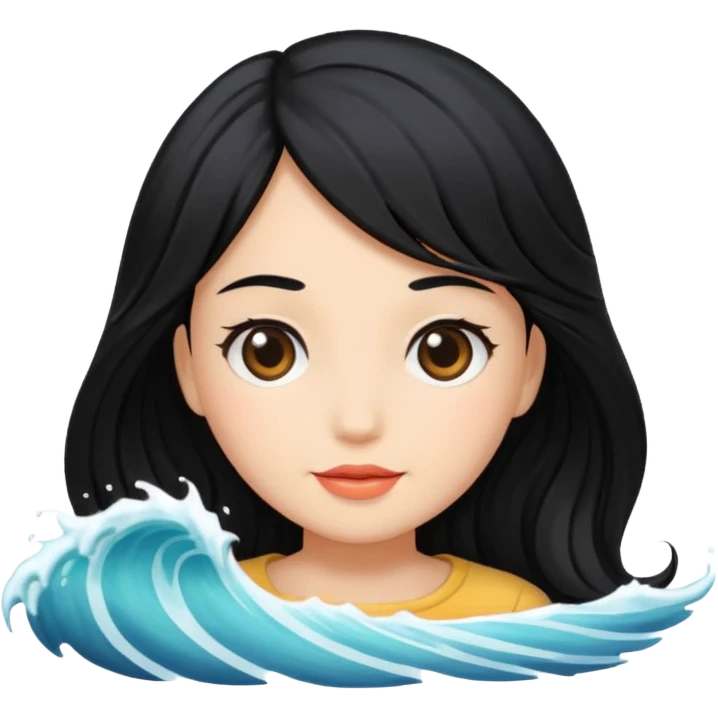 wave black hair girl 2 emoji
