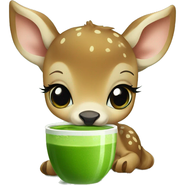 baby deer drinking matcha emoji