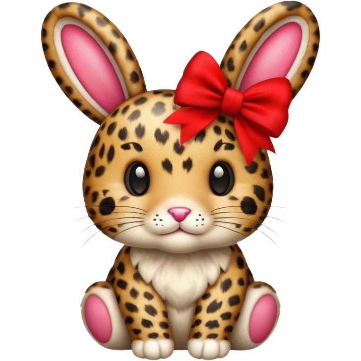 Leopard print bunny with red bow emoji