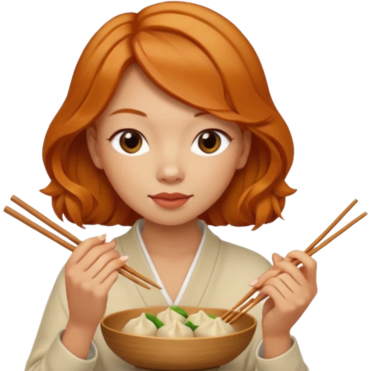 dumpling eating ginger woman emoji