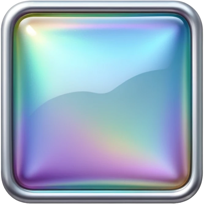 Sparkly glossy silver iridescent glass square emoji