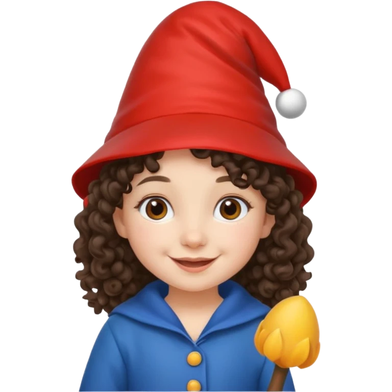 brunette little curly girl garden gnome emoji