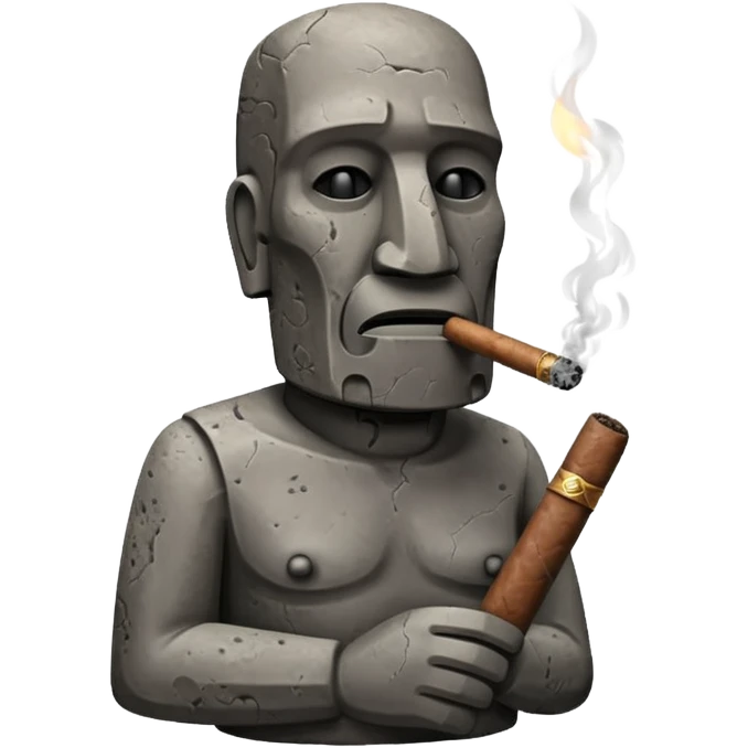 Image of moai smoking a cigar emoji